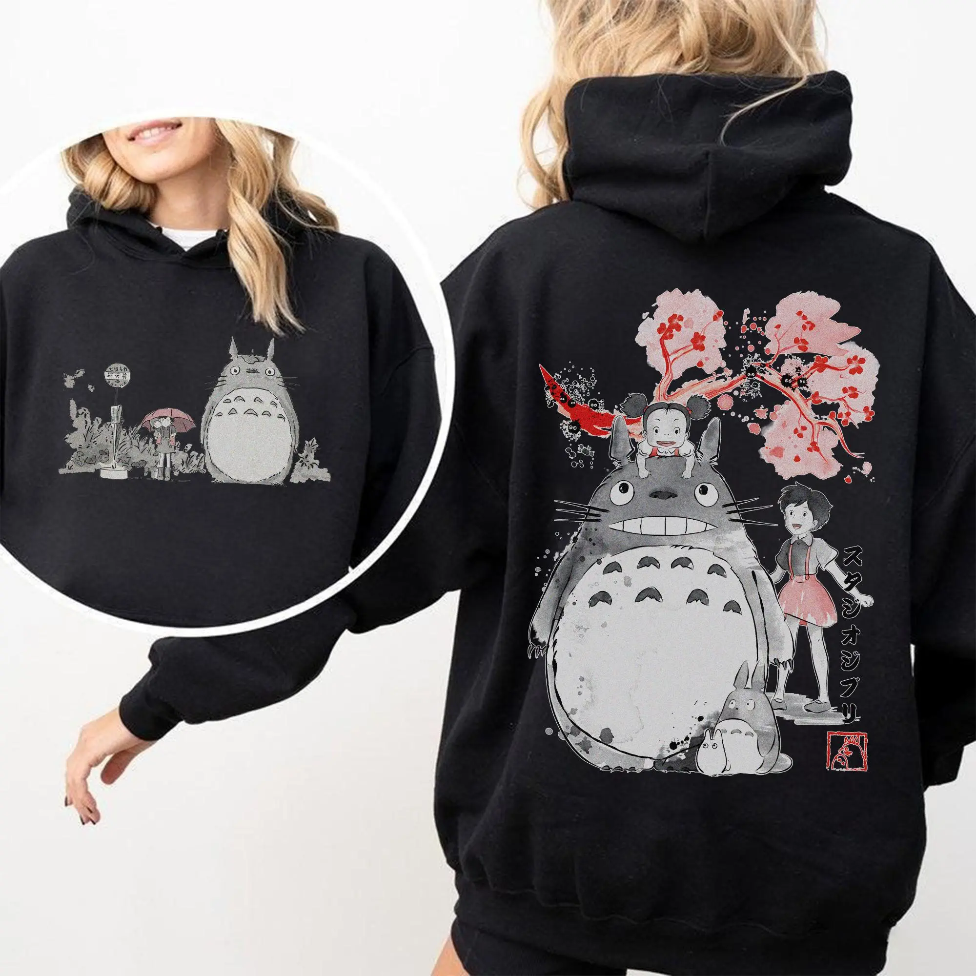 My Neighbor Totoro 2 Sided Hoodie, Princess Mononoke Shirt, Studio Ghibli Gift Shirt, Y2K Shirt, Howls Moving Castle Sweater, Studio Ghibli Anime Sweater