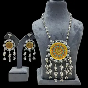 Oxidized Necklace and Earrings Set - Elegant Design with Unique Oxidation Finish