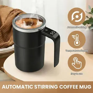 Electric Automatic Stirring Coffee Mug Magnetic Stirring Cup Rechargeable Automatic Stirring Cup with LCD Thermometer