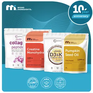 Micro Ingredients Hair & Muscle Nourish Bundle: Multi Collagen Peptides Powder 1LB, Creatine Powder 1.1LB, Vitamin D3K2 10,000IU 180 Softgels & Pumpkin Seed Oil 150 Softgels