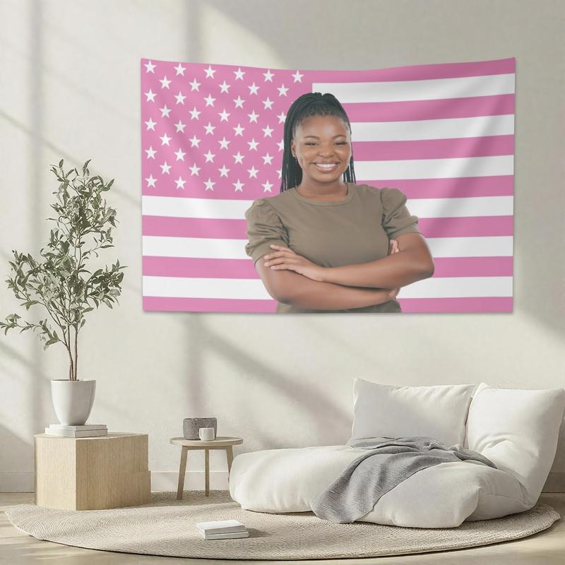 BARLEY ONE Click “Shop Chat”, Send Photos, Custom Pink America Flag Tapestry, Personalized Flags Design Your Image,  Funny Tapestry Poster, for Decorating, Clubs, Concerts, Bars, University Dormitories, Living Rooms, Bedrooms, Customized Gifts