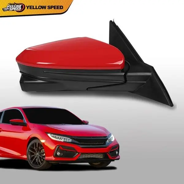 ALLGOOD 100% Brand New Never Been Used or Installed 1x Side Mirror Assembly - Passenger Side, Red, Power-Heated Camera Mirror, Durable Direct Replacement for 16-20 Honda Civic Sedan