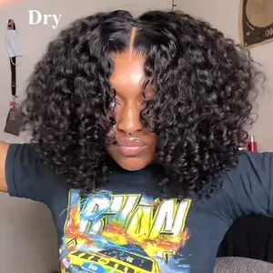 Mscoco Hair Airy Cap 6x5 Water Wave Glueless Lace Wig Bouncy Curls Short Wig Wear And Go HD Lace Wig