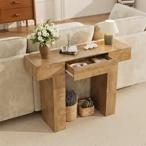 47" Entryway Console Table, Wooden Rectangular Narrow Long Sofa Table with Drawer, Behind Couch Table for Living Room Hallway Entrance