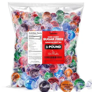 Sugar Free Hard Candy Assortment - 1 Pound Approx. 75 Individually Wrapped Fruity Flavored Holiday Sugar-Free Candy Discs Variety Bag For Snacks & Treats - Taboom