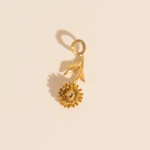 November Chrysanthemum Birth Flower Necklace Charm