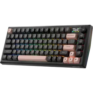 Redragon K720 Wireless CNC Gasket Gaming Keyboard w/Hype Screen & Knob, 81 Keys Mechanical Keyboard, Smart 1.14’’ TFT Info Display, 5-Layer Noise Dampening, Custom Linear Switch, Dawn Sakura Color
