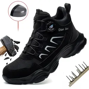 Rotary Buckle Steel Toe Shoes for Men Lightweight Anti-smash Steel Toe Sneakers Indestructible Work Boots Construction Safety Shoes protective shoes