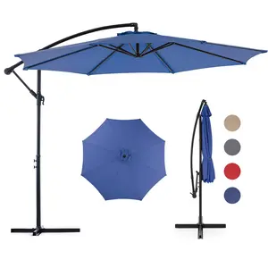 9.8ft Offset Patio Cantilever Umbrella Outdoor Sunshade with Easy Tilt Adjustment, 8 Ribs, UV Protection for Backyard, Lawn and Pool