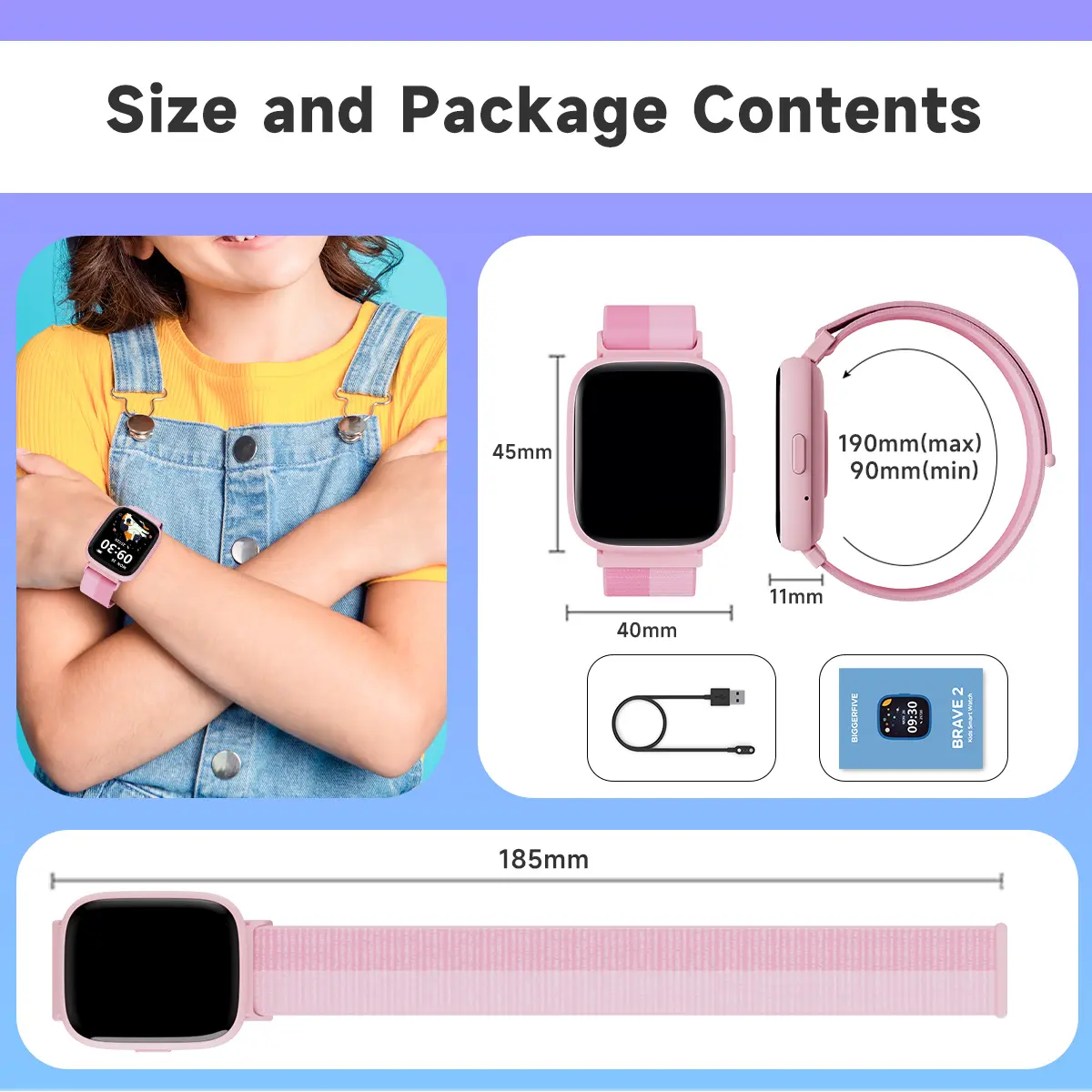 BIGGERFIVE Vigor Orologio Fitness Tracker per Bambino Bambina 5-15 Anni, Contapassi Calorie Cardiofrequenzimetro e Monitor del Sonno, Impermeabile IP68 Smartwatch Activity Tracker con Sveglia, Viola