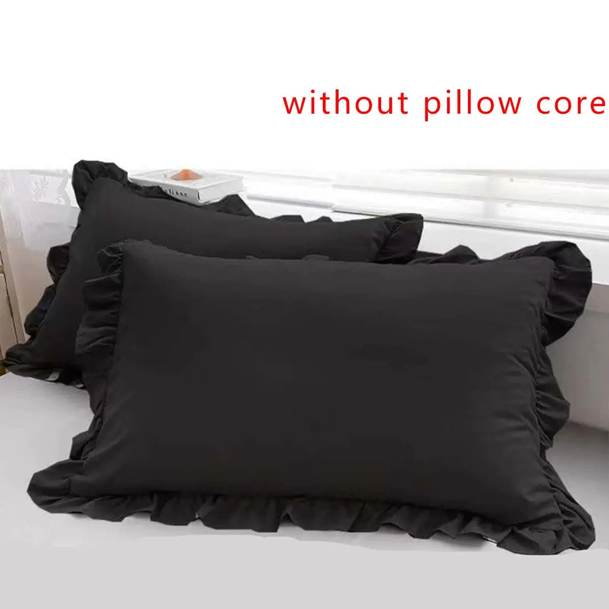 Solid Color Ruffle Trim Pillowcase without Filler, 2pcs Soft Pillow Cover, Fashion Pillow Case for Home Bedroom