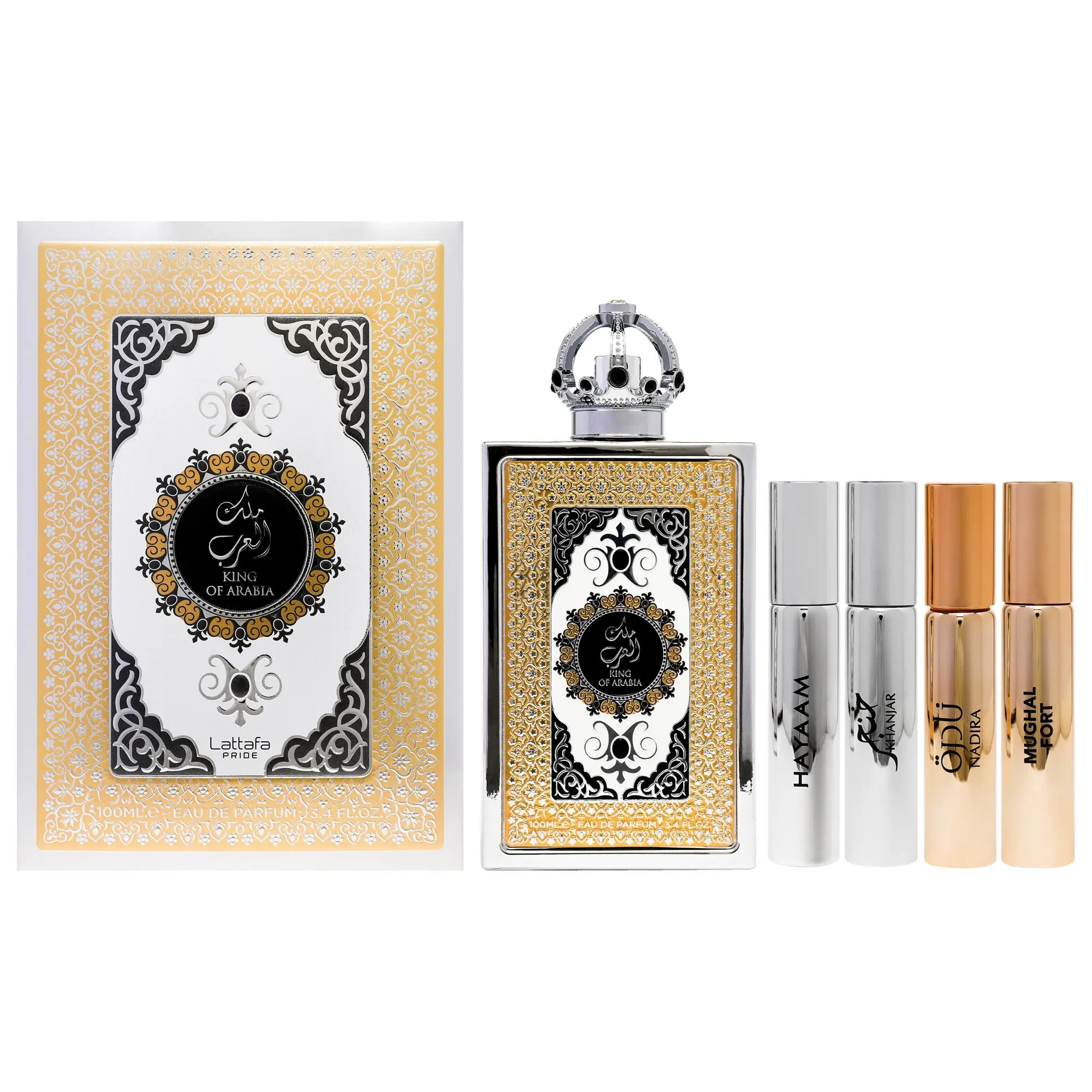 Lattafa Pride King Of Arabia Eau De Parfum for Men — Raspberry, Bergamot, Cedarwood, 3.4 oz (100 ml) | long-lasting bergamot cologne, cedarwood perfume, orris, raspberry perfume, osmanthus, bergamot perfume, leather, raspberry bergamot