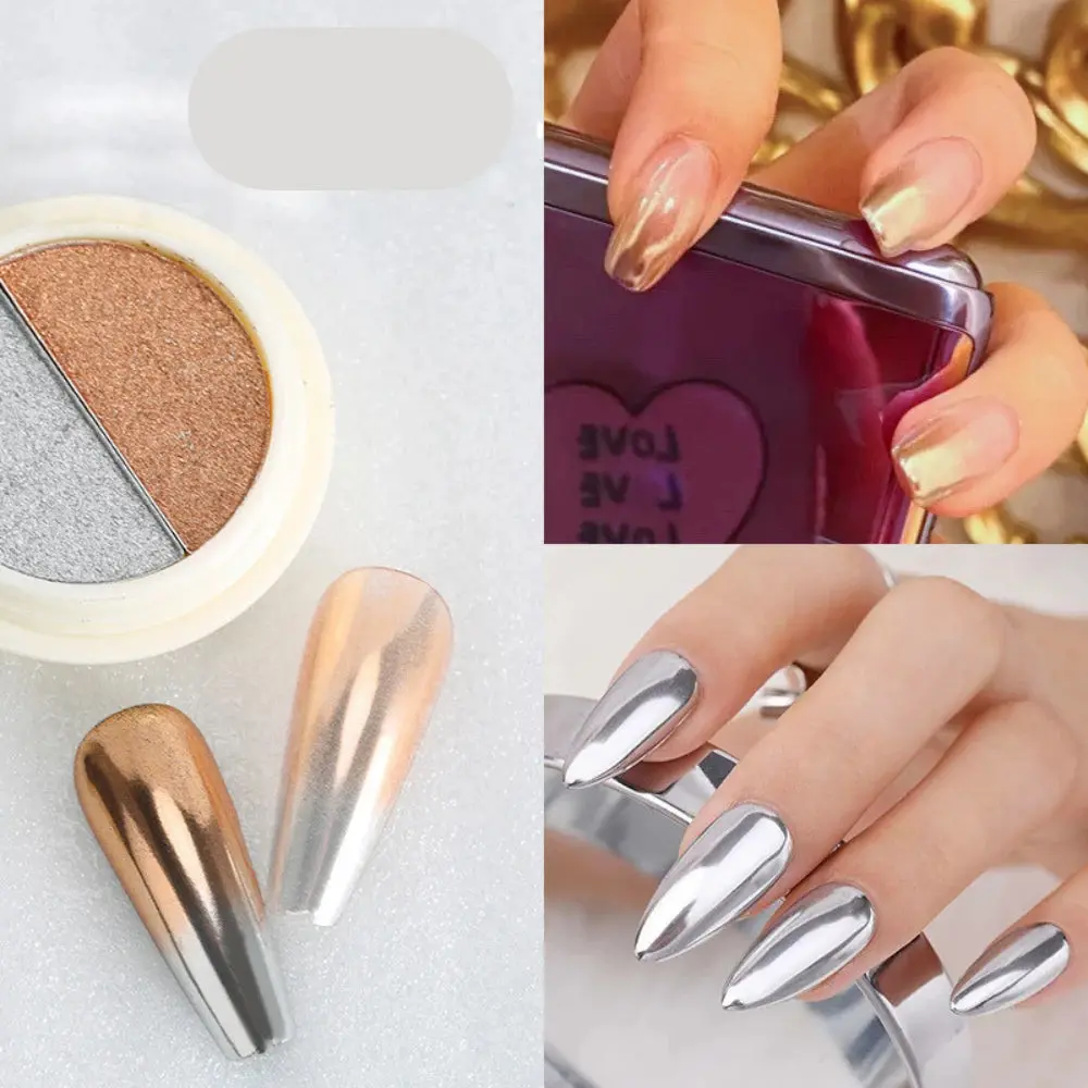 Chrome Nail Powder – Mirror Effect Nail Art, Nail Ideas, Glitter Nails