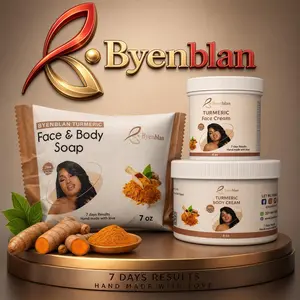 ByenBlan Turmeric Body Set 7 oz Face & Body Soap, 4oz Face Cream, and 8 oz Body Cream