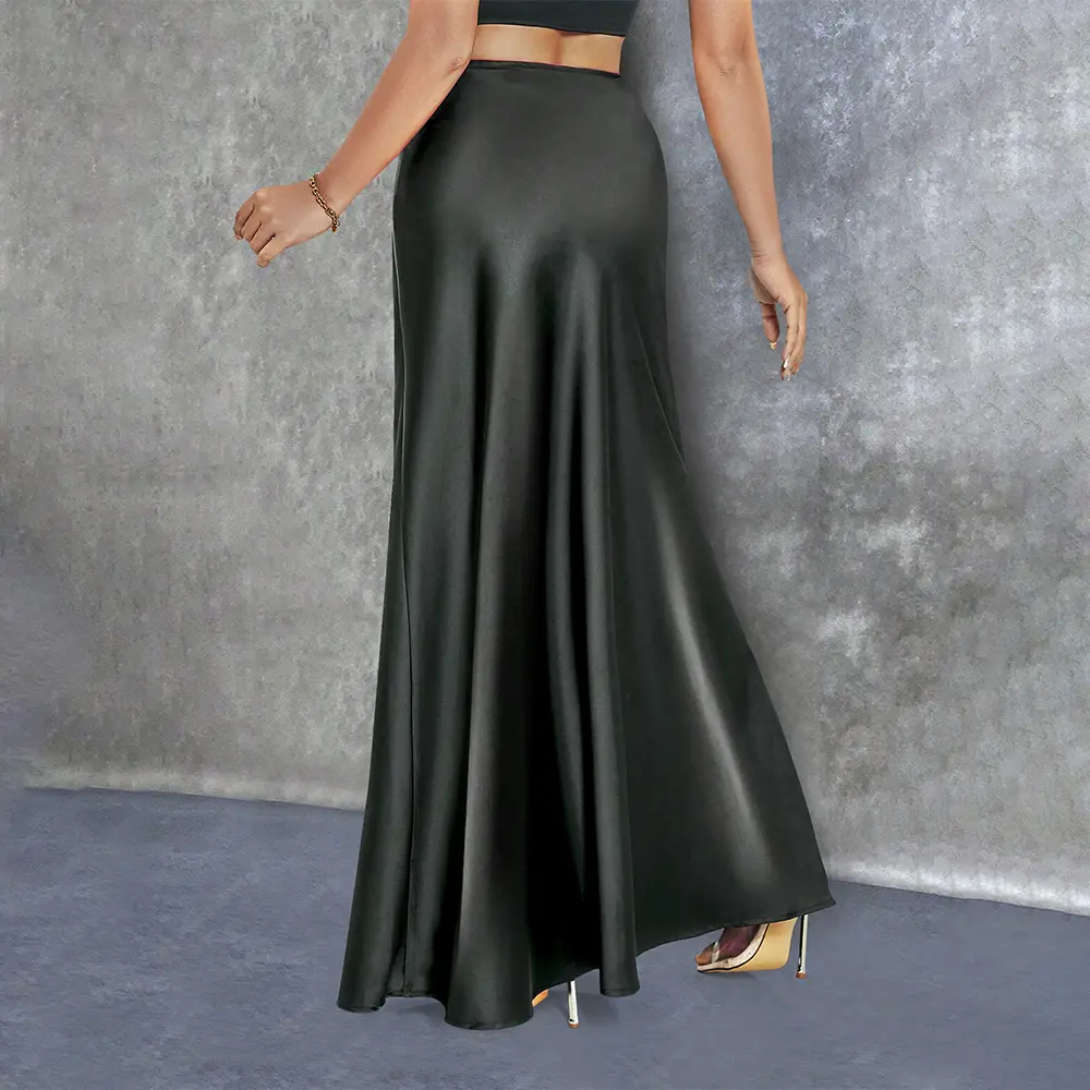 41'' Women's Satin High Waisted Maxi Skirts Hidden Zipper Waistband A Line  Long Skirt Evening Dress - TikTok Shop