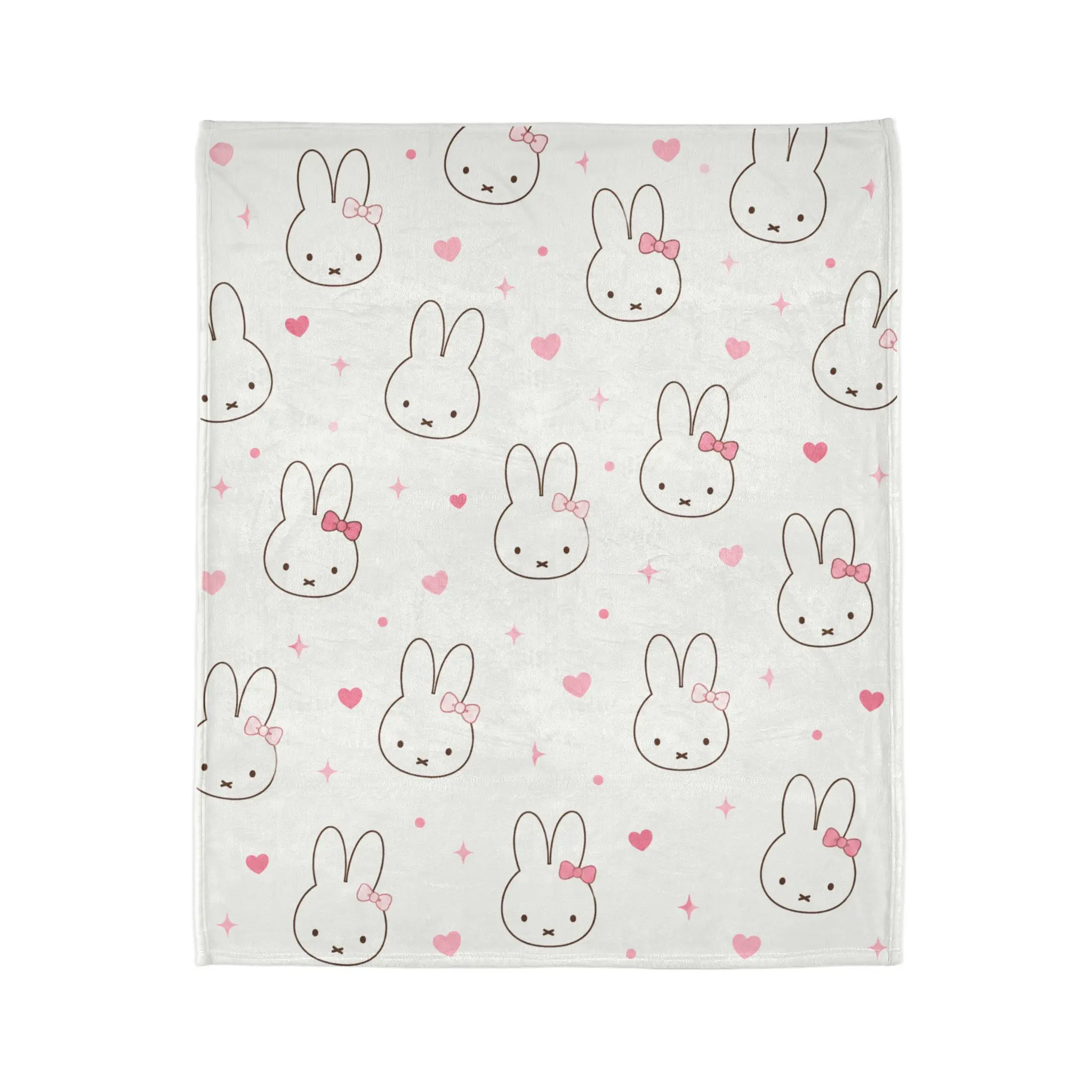 Cute Miffy Pattern Blanket | Pink Heart Miffy Throw