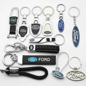 1Pcs 3D Metal/Leather For Ford Focus 2 3 MK2 MK3 MK4 Fiesta Kuga Ranger Mustang Mondeo MK7 Fusion Escape Car Keychain Key Chain Ring Car Key Holder Accessories