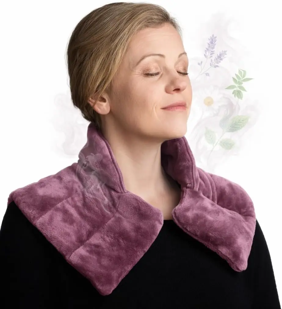Herbal Concepts Neck and Shoulder Wrap, Hot & Cold Therapy, Microwaveable Shoulder Heating Pad, Aromatherapy Heat Wrap, Mauve
