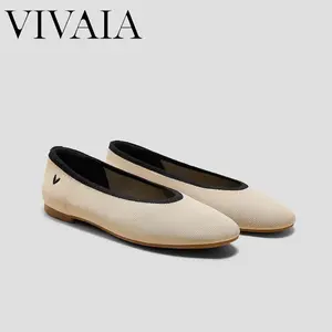 VIVAIA Almond-Toe Nude Flats , Wide Feet Friendly, Lightweight, Mary Janes Flats, Foldable Flats, Mashine Washable, Extra Padding, Non-Blisters, Suitable for Commute, Shopping, Vacations(Nubia)