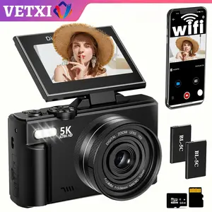 5K Digital Camera for Photography, 75MP WiFi Vlogging Camera for YouTube with 3" 180° Flip Screen, 18X Zoom UHD Autofocus Video Camara with 32GB SD Card, 2 Batteries, Flash, Travel Camera, Rechargeable