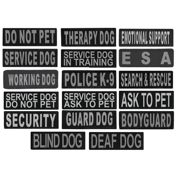 DOGLINE - Pair Of Removable Reflective Dog Harness Patches (3 Sizes)