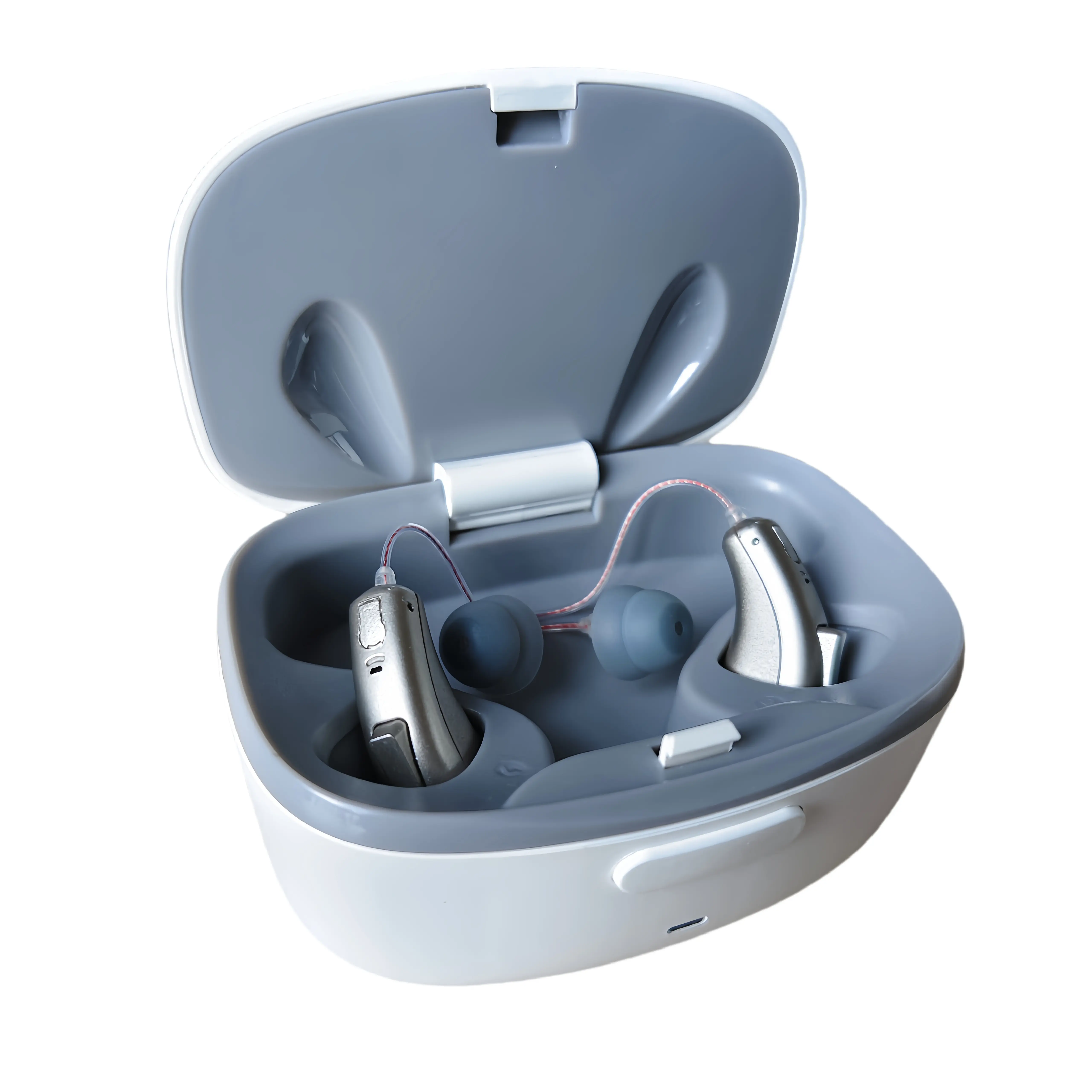 BL98NAW Rose Gold RIC Behind-The-Ear Personal Sound Amplifier Rechargeable Bluetooth Noise Reduction Ear Audio Booster with Charging Case for Daily Conversation