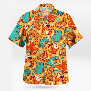 2026 Hot Hawaiian Sets PKM [FREESHIP] Fresh Summer – Youthful – Bold with the Totodile Crocodile Rock Button Up Hawaiian Shirt – Retro Tropical Party Stylet