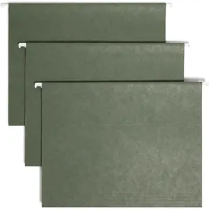 Hanging File Folder 1/5-Cut Adjustable Tab Letter Size Standard Green Hanging Folders for Filing Cabinets File Organizer Folder 25 Count