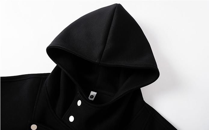 Heavy solid color white flower gray hooded turtleneck irregular structure button-up cardigan jacket sweater jacket, hooded sweater men's autumn fashion trend design sense couple cardigan sweater, men's casual long-sleeved hooded pullover sweater, youth ho