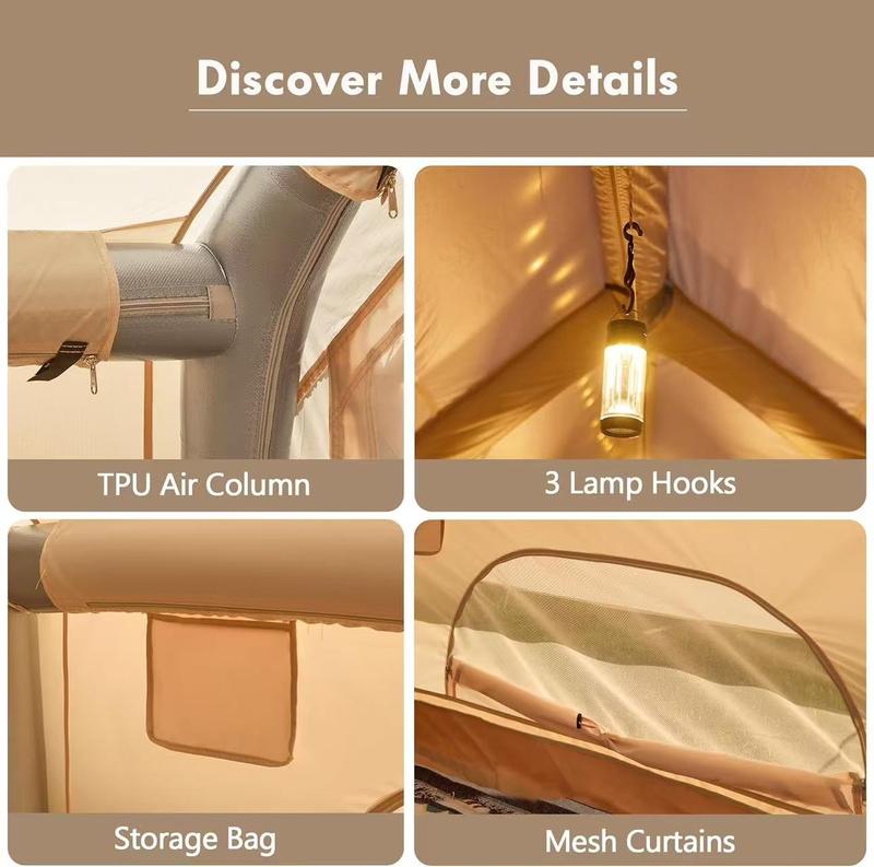 SENLEETO 8-10 Person Instant Cabin Tent - 129 Sq Ft 4-Season Family Tent, 5-Min Setup with Stove Jack Port & Skylight, Waterproof for Camping