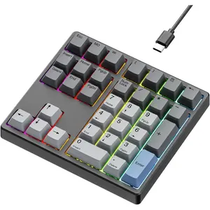 Custom Mechanical Number Pad, QMK/VIA Programmable Hot Swappable Numpad 34  Wired USB RGB Backlit Numeric Keypad with PBT Keycaps for Laptop, MacBook,Compact Keyboards (Black, Linear )