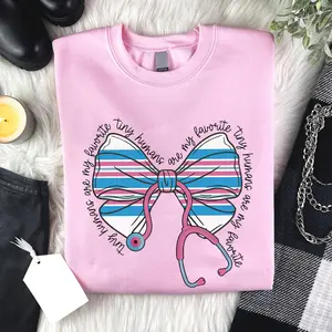 Tiny Humans are my Favorite T-Shirt, NICU Nurse Design, Baby Bow Stethoscope Design, Pediatric Nurse Sweatshirt, L&D Nurse Tee, Medical Shirt