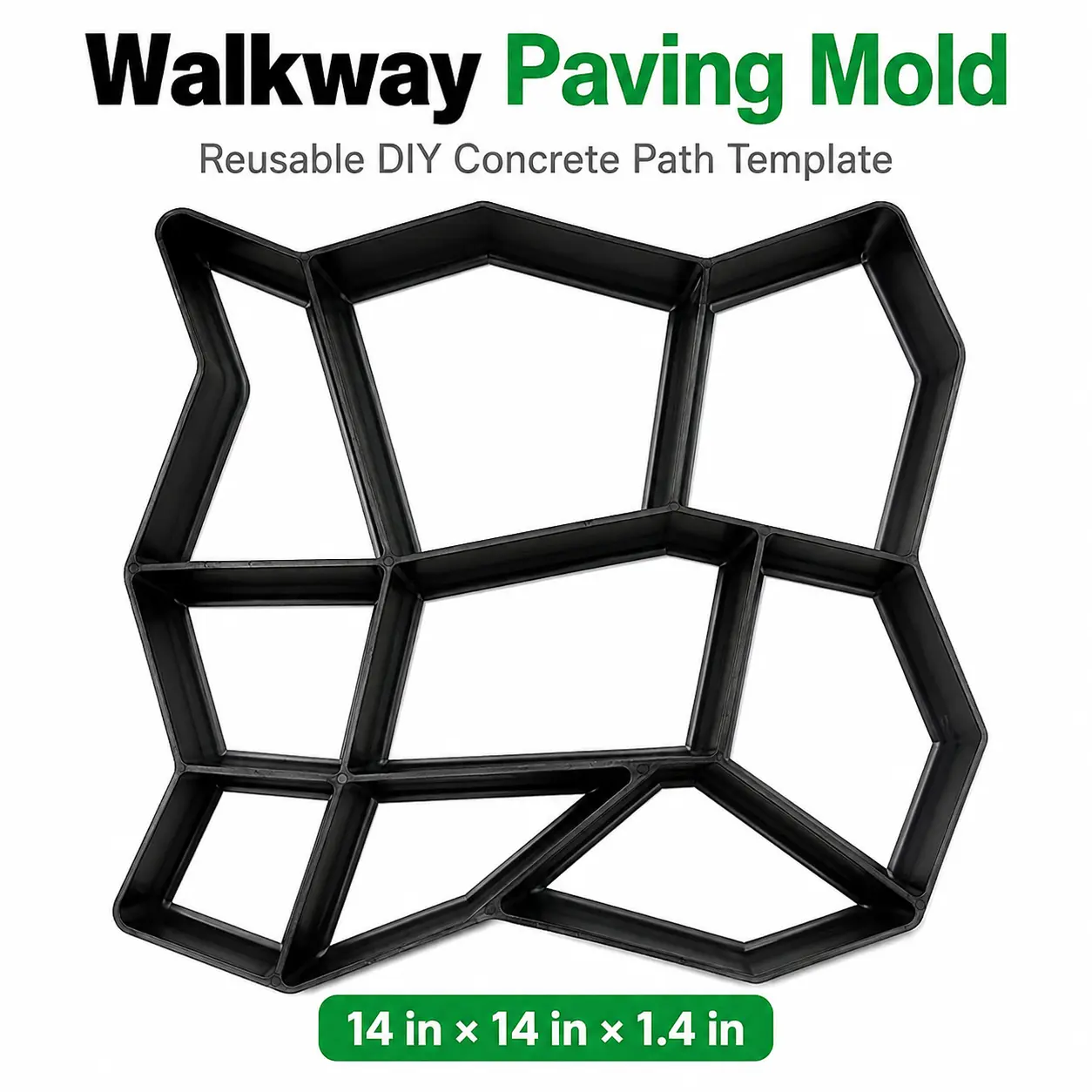 Reusable Concrete Path Maker Mold, 14 in x 14 in x 1.4 in PP Plastic Irregular Shape Paver Template for Outdoor DIY Enthusiasts’ Garden Walkways, Patios temporary fence