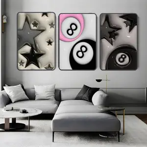 Set of 3 Kaws Graffiti Poster Set: Hypebeast Room Decor pink 8 ball star