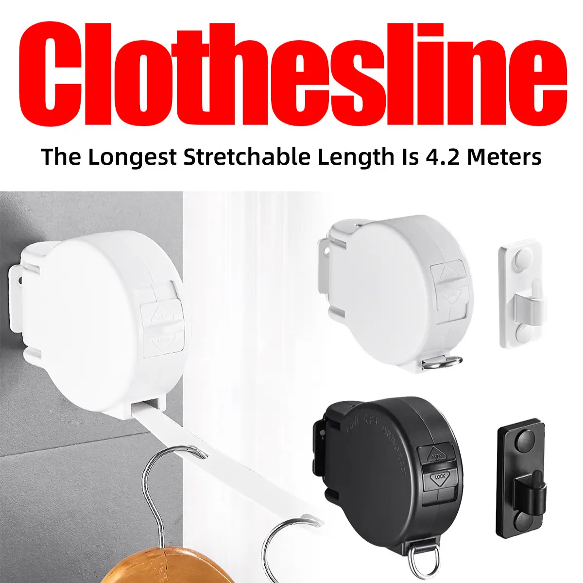 Thickened Telescopic Clothes Drying Rack, Rotating Windproof Clothes Hanger, 4.2 Meter Clothes Dryer, Clotheslines, Telescoping Clothes Line, Outdoor Clothes Drying, Telescopic Clothesline, Rotating Clothes Hanger, Telescoping Design, Durable Drying