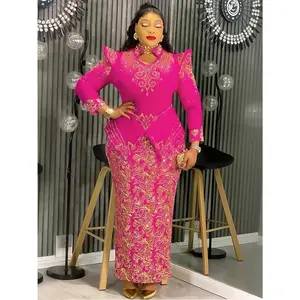 Luxury African Dresses For Women Elegant Long Sleeve Maxi Robe Ankara Dashiki Outfits Wedding Party Evening Plus Size Dress Gown