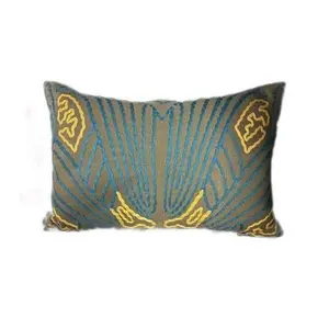 Embroidered Kidney Throw Pillow