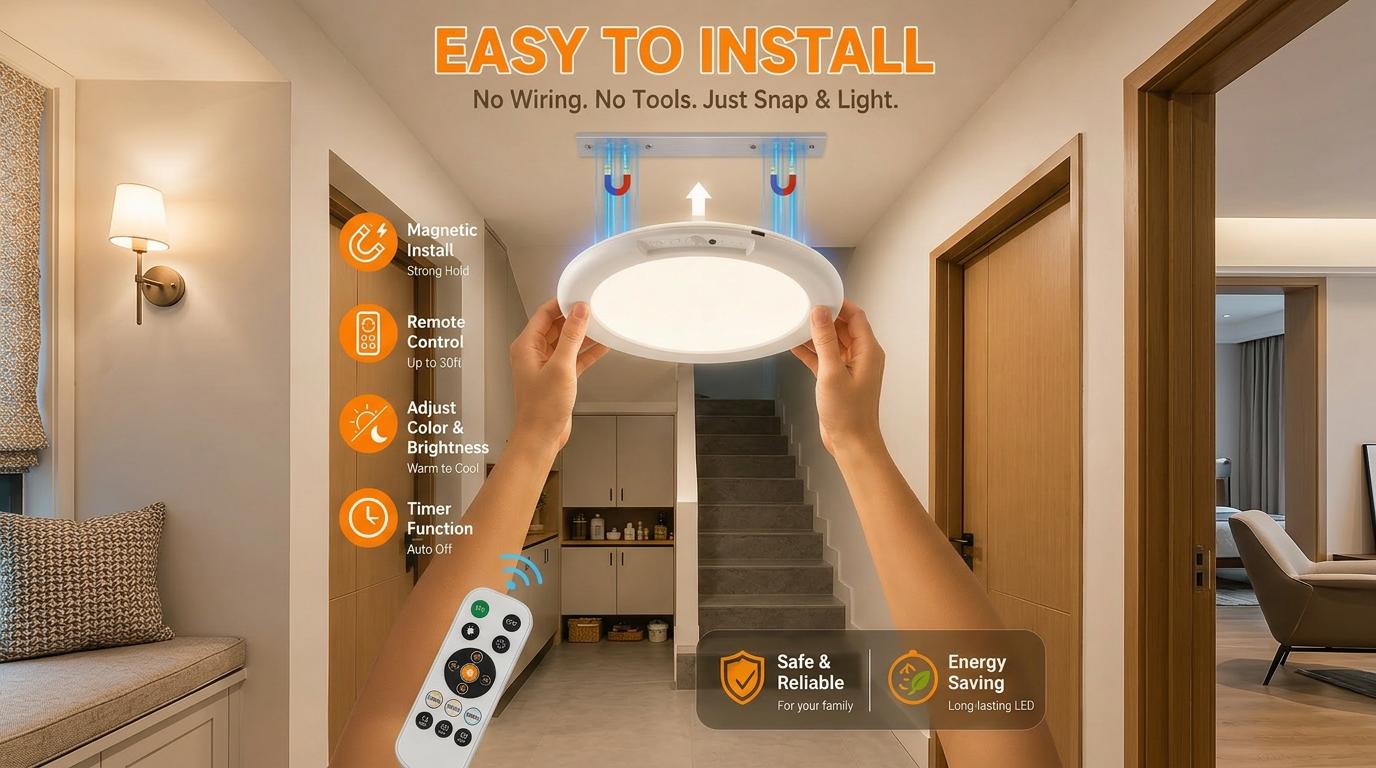4-Pack Rechargeable Magnetic Ceiling Light, Wireless Battery-Operated LED Ceiling Light with Remote, Motion Sensor, 3 Color Modes, for Shower, Closet, Hallway, Pantry, Garage 4-Pack Rechargeable Magnetic Ceiling Light, Wireless Battery-Operated LED Ceiling Light with Remote, Motion Sensor, 3 Color Modes, for Shower, Closet, Hallway, Pantry, Garage