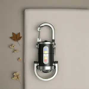 RENZEC Rechargeable Keychain Work Light | 2-in-1 Portable LED Flashlight & Emergency Power Bank, IPX4 Waterproof, Rotatable Head, USB-C Charging for Camping, Hiking, EDC