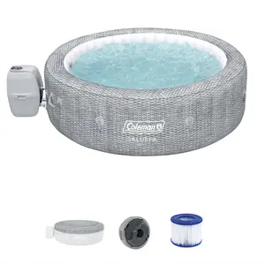 Bestway Coleman Sicily AirJet Inflatable Hot Tub with EnergySense Cover, Grey Bestway Coleman Sicily AirJet Inflatable Hot Tub with EnergySense Cover, Grey