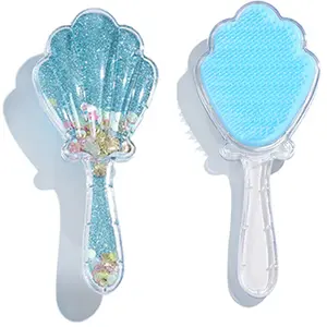 Shell Starfish Comb with Glitter Transparent Massage Comb, Universal Women Styling Tool, Cartoon Design Hair Brush, Hair Styling Tools