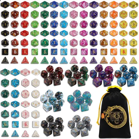 CIARAQ Various Styles Acrylic DND Polyhedral Dice Set (with Bag or Tray) - Durable, Water-Resistant, D4,D6,D8,D10(22mm*25mm),D12,D20, 14+ Years, Choking Hazard Small Parts, Roleplay Accessories for DND/RPG Games, Great Collection & Gift for DM Dice Goblin