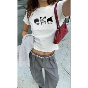 Y2K Hirono Baby Tee – 90s Graphic Crop, Coquette Vintage Design, Perfect Anime Tee for Fans and Gifts