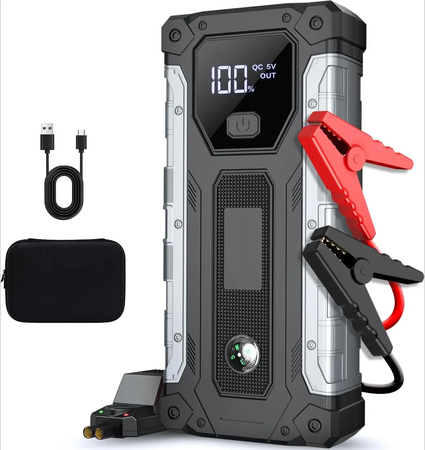 DIBMS Car Jump Starter 5000A, Jump Starter Battery Pack for 10.0L Gas and 9.0L Diesel, 12V Portable Jump Box with LED Light