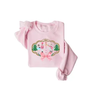Pink Nutcracker Sweatshirt, Retro Style Pink Christmas Sweatshirt For Women, Womens Christmas Sweater, Cozy Christmas Nutcracker Shirt