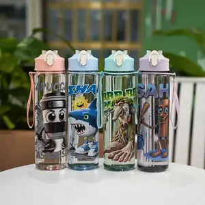 Transparent with Straw, 750ML/26oz Sports Design Leakproof Water Bottle, Portable & Leak-Proof, Ideal for Running, Cycling, Hiking, Gifts