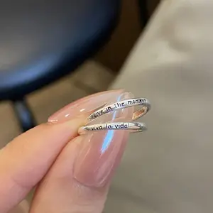 Long live life!Long Live Life Letter Enamel Live in the Present English Tail Ring Little Thumb Ring Adjustable