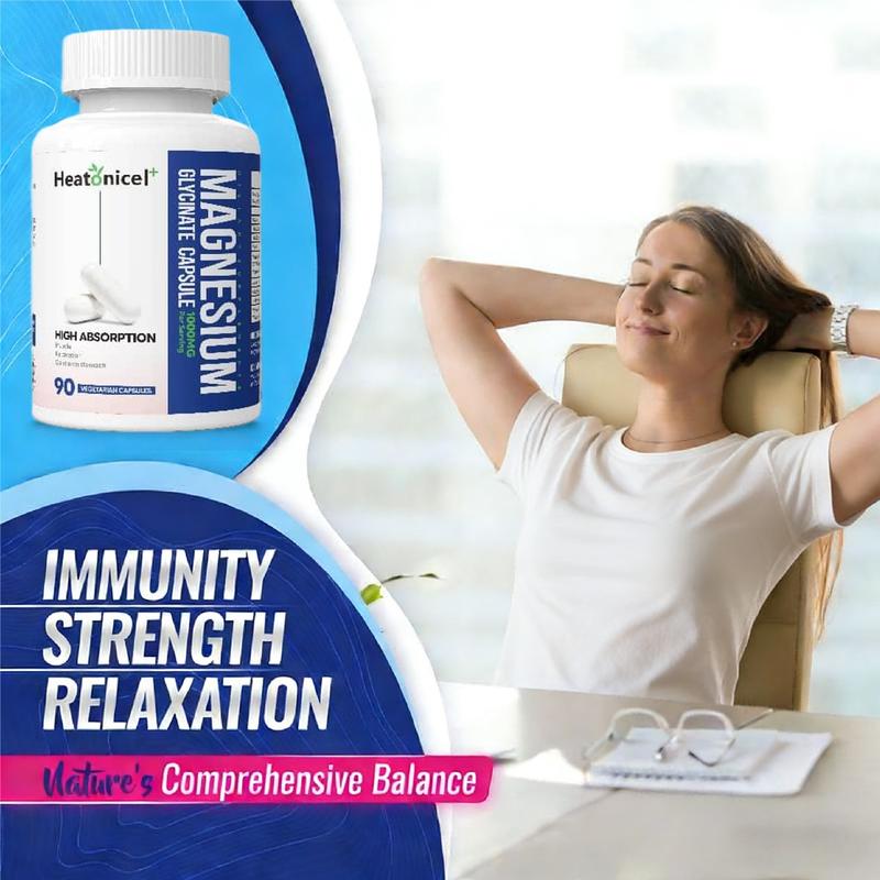 【Buy 1 Get 1】Heatonicel Calm & Sleep Supplement 1000mg for Fall Asleep Faster, Stay Asleep Longer with Magnesium Glycinate &  Magnesium L-Threonate,90 Capsules