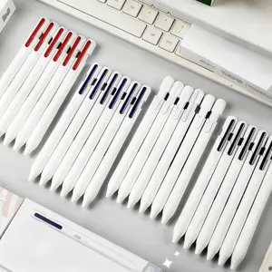 5 styles, 1 set 4 solid colour simple neutral pens, colour matching design, smooth non bleeding ink, quick drying, minimalist style, DIY suitable study, office writing note taking, black quick drying high capacity neutral pens