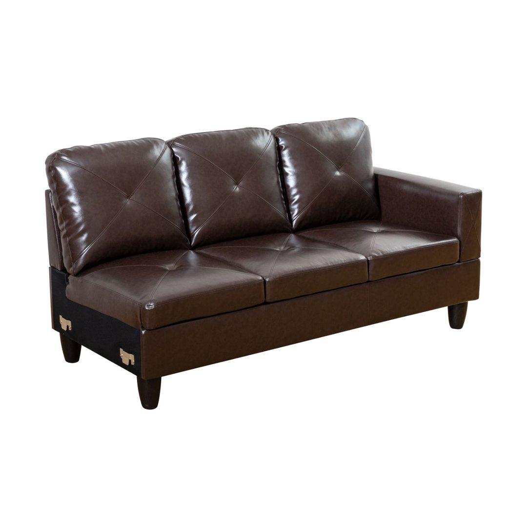 Brown Faux Leather 3-Piece Couch Living Room Sofa Set